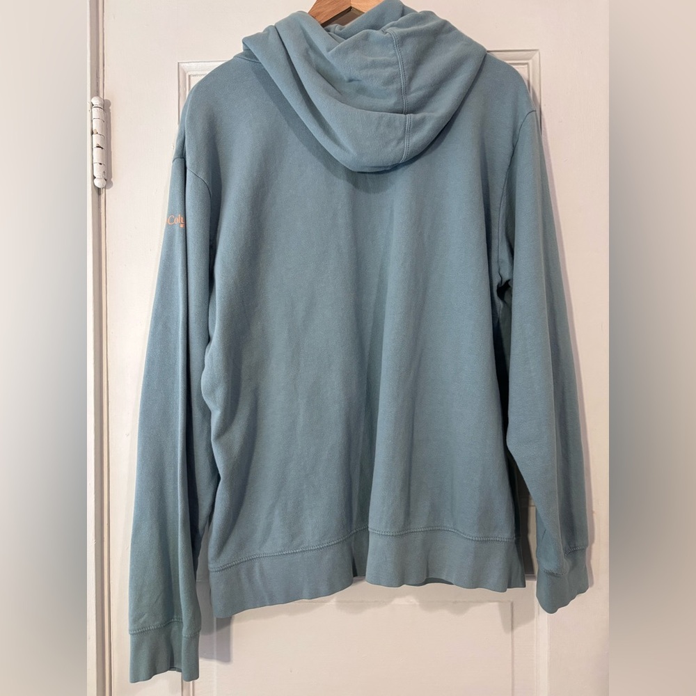 Columbia Men's Teal Hoodie with Orange Logo - Picture 3 of 3